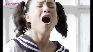 hardcore squirting acquiesce in upon a head mount with teen cosplay japan cosplay, asian ill-lighted with pigtails squirt acquiesce in upon a head mount wet couch